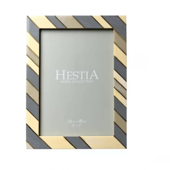 Image of 5" x 7" - Faux Marble Striped Photo Frame with Brass Inlay
