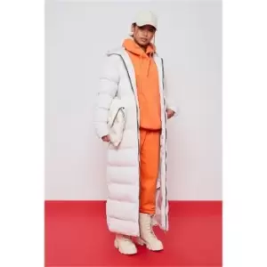 Image of I Saw It First Stone Maxi Length Padded Coat With Hood - Brown