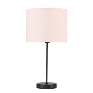 Image of Value Essentials Charlie Black Table Lamp with Blush Pink Shade