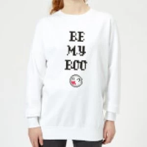 Image of Super Mario Be My Boo Womens Sweatshirt - White - L
