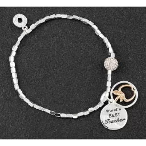 Image of Glam Two Tone Sentiment Bracelet Teacher
