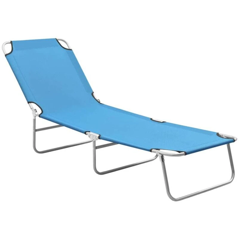 Image of VIDAXL Folding Sun Lounger Steel and Fabric Turquoise Blue Vidaxl 8720286072790