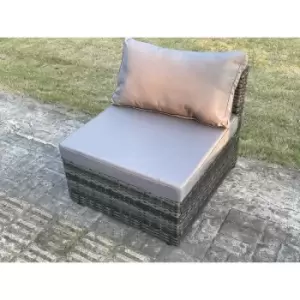 Image of Fimous Outdoor Dark Grey Rattan Armless Sofa Chair with Seat and Back Cushion