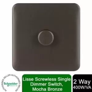 Image of Schneider Electric - Lisse Screwless Single 2 Way Dimmer Switch 400W Mocha Bronze
