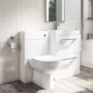 Image of 1100mm White Toilet and Sink Unit with Round Toilet - Ashford