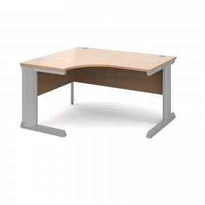 Image of Vivo Left Hand Ergonomic Desk 1400mm - Silver Frame Beech Top