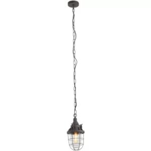Image of Sienna Ebbe Wire Frame Pendant Ceiling Light Brown Rust, Glass Transparent