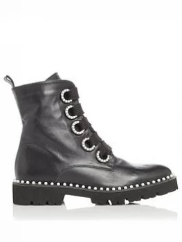 Image of Dune Black Leather 'Purla' Ankle Boots - 3