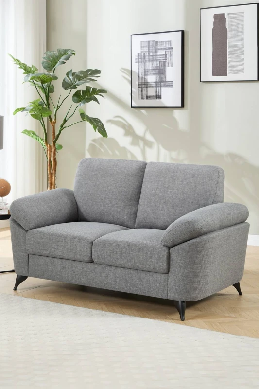Image of More4Homes Malmo 2 Seater Sofa Modern Scandi Style Fabric Living Room Sofa (Grey)