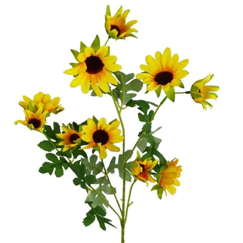 Image of Leaf 70cm Artificial Yellow Daisy Flower Spray