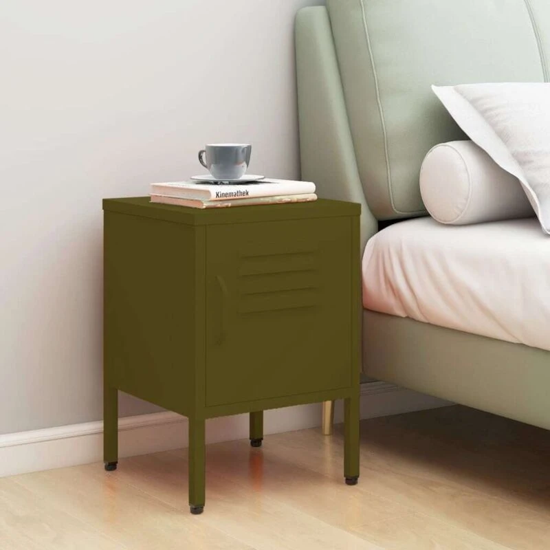 Image of VIDAXL Nightstand Olive Green 35x35x51cm Steel Vidaxl 8720286565193