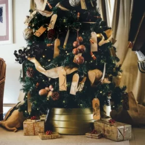 Image of Metal Gold Christmas Tree Skirt Gold