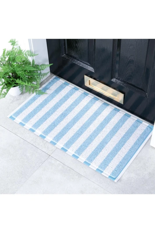 Image of Native Natural Blue Striped Doormat (70 X 40Cm)