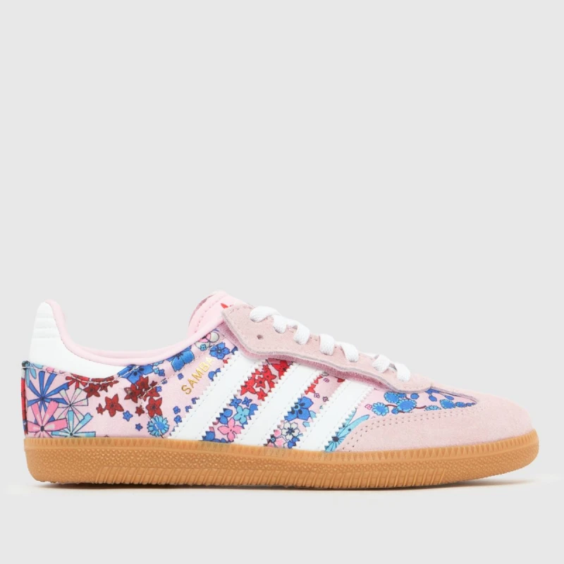 Image of adidas Pink Multi x Liberty Samba OG Girls Junior Trainers Pink Multi UK 10 (EU 28)