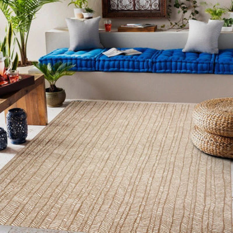 Image of RugsX Flat 48964265 Sisal Carpet Chevron - Natural Beige Straw Color, String 80X150 Cm