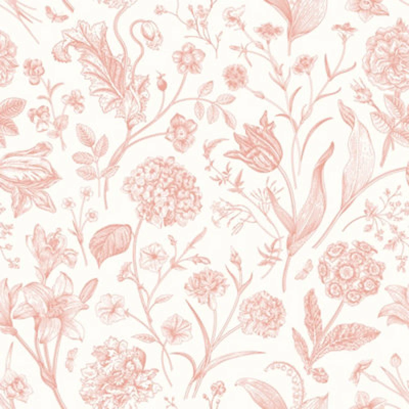 Image of Hoopla Walls Floral Toile - Soft Coral 10M Wallpaper