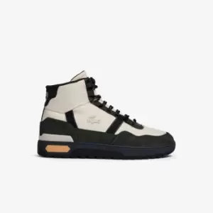 Image of Mens Lacoste T-Clip Winter Mid Textile and Leather Trainers Size 9.5 UK Off White & Dark Green