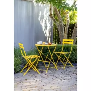 Image of Indoor Outdoor Rive Droite Patio Bistro Set Chairs Lemon Steel - Garden Trading