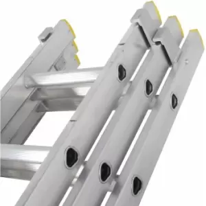 Image of 33 Rung Aluminium TRIPLE Section Extension Ladders & Stabiliser Feet 3m 7m