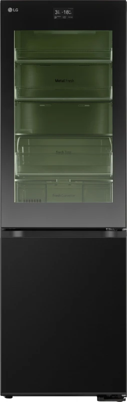 Image of LG InstaView GBG7190CEV WiFi Connected 186cm High 60/40 No Frost Fridge Freezer - Black Steel - C Rated