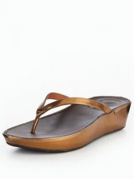 Image of FitFlop Linny Toe Thong Sandal Bronze Bronze Size 5 Women