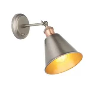 Image of Wall Light Aged Pewter & Aged Copper Plate 10W LED E27 Living Room e10179