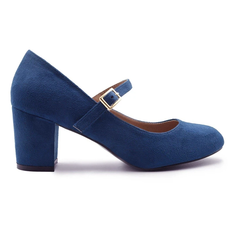 Image of Where's That From 'Araceli' Extra Wide Fit Block Heel Mary Jane Pumps Navy