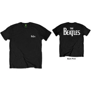 Image of The Beatles - Drop T White Logo Mens Medium T-Shirt - Black
