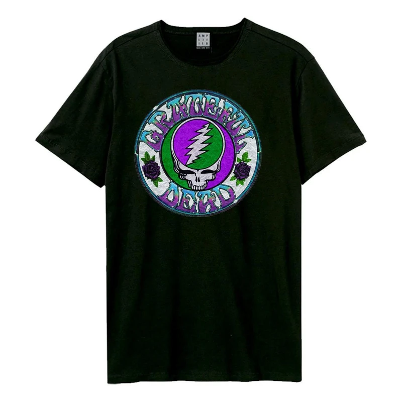 Image of Amplified Amplified Men Stealie Grateful Dead Tie Dye T-Shirt in Charcoal Size: Small Charcoal S Male 5063470365036