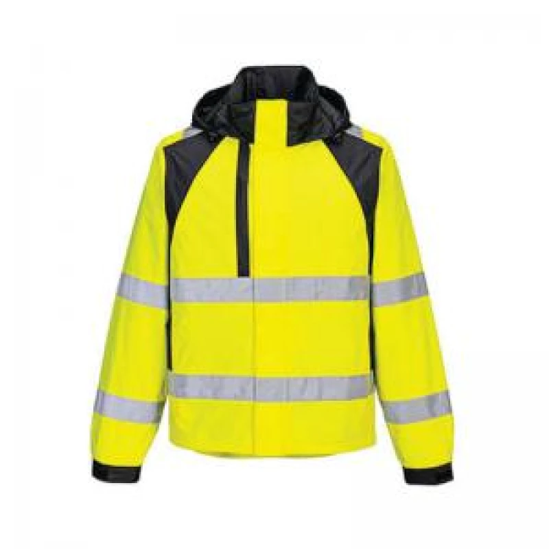 Image of Portwest WX2 Eco Hi Vis Waterproof Rain Jacket CD860YBRXXL Colour: Yellow / Black