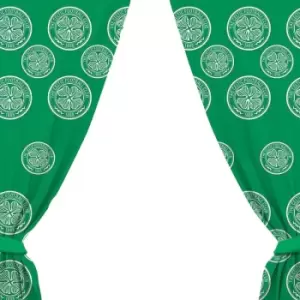 Image of Celtic FC Repeat Logo Curtains (Pack of 2) (72in x 66in) (Green/White) - Green/White