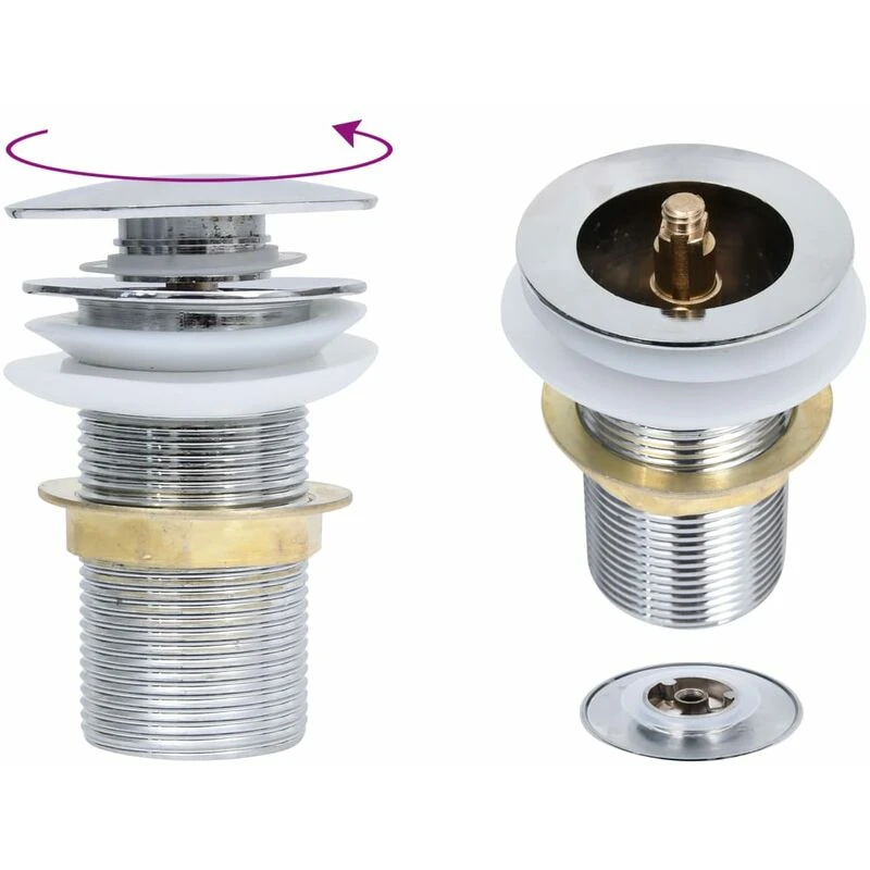 Image of VIDAXL Vidaxl - Push Drain without Overflow Function Chrome 6.4x6.4x9.1cm 8720286204504