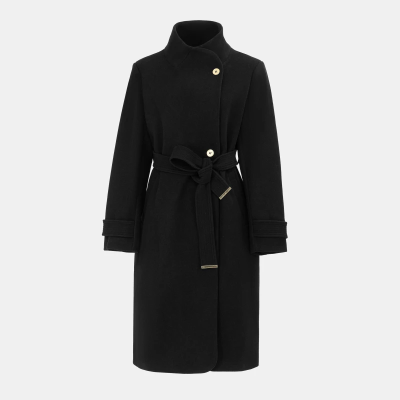 Image of Biba Womens Billie Belted Long Sleeve Mid-Length Overcoat Black female 8 (XS)