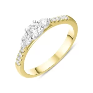Image of 18ct Yellow Gold Diamond Three Stone Shoulder Set Ring