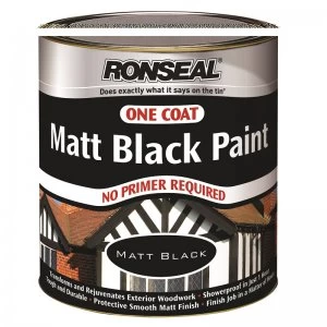 Image of Ronseal One Coat Matt Black Paint - 750ml
