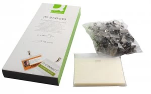 Image of Q Connect Laminated Badge W/clip - 25 Pack