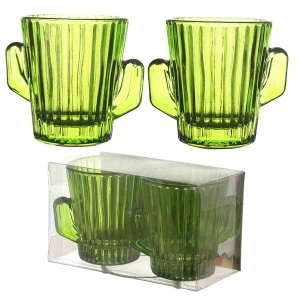 Image of Cactus Glass Shot Glass Set of 2 (Pack Of 6)