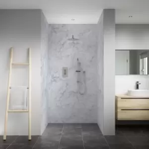 Image of Splashwall Elite Matt Smoked Grey Marble Effect 3 Sided Shower Wall Panel Kit (L)2420mm (W)1200mm (T)11mm
