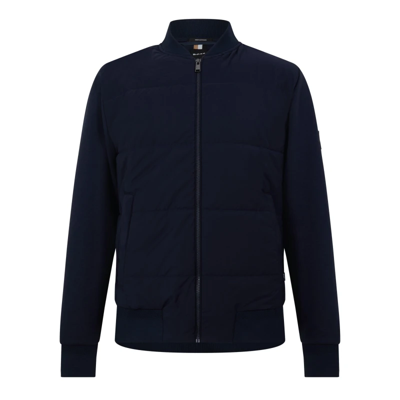 Image of Boss Mens HSkiles Black Full Zip Fleece Dark Blue 404 male Medium