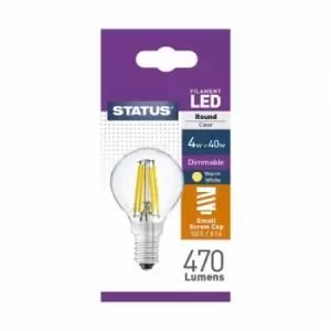 Image of Status 4w = 40w = 470 lumens - Dimmable - Filament LED - Round - SES - Clear - Warm White