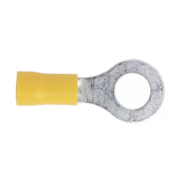 Image of Genuine SEALEY YT20 Easy-Entry Ring Terminal Ø8.4mm (5/16) Yellow Pack of 100
