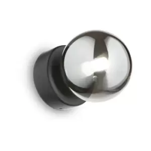 Image of Ideal Lux perlage Wall Lamp Black, With Glass Shade