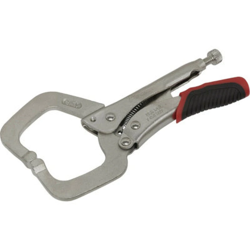 Image of Loops 170mm Locking C-Clamp Pliers - 0-50mm Jaw Capacity - Knurled Adjustment Screw Multi