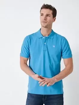 Image of Crew Clothing Classic Pique Polo Shirt - Bright Blue, Bright Blue, Size S, Men