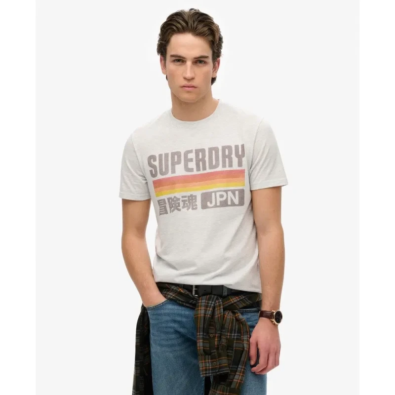 Image of Superdry T-Shirt Superdry Japan Stripe Relaxed Gris Male S