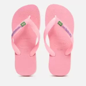 Image of Havaianas Girls Brasil Logo Flip Flops - Crystal Rose - UK 3-4 Kids