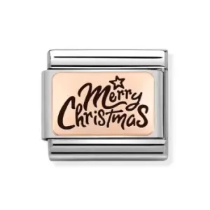 Image of Nomination Classic Rose Gold Merry Christmas Celebration Charm