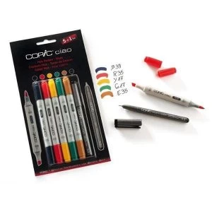 Image of Copic Ciao 5 + 1 Marker Pen Set with a Copic Multiliner Hues Set of 6
