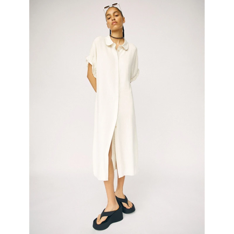 Image of Object Tiana Shirt Dress - Cream Cream 8