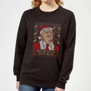 Image of Make Christmas Great Again Donald Trump Womens Christmas Jumper - Black - 4XL